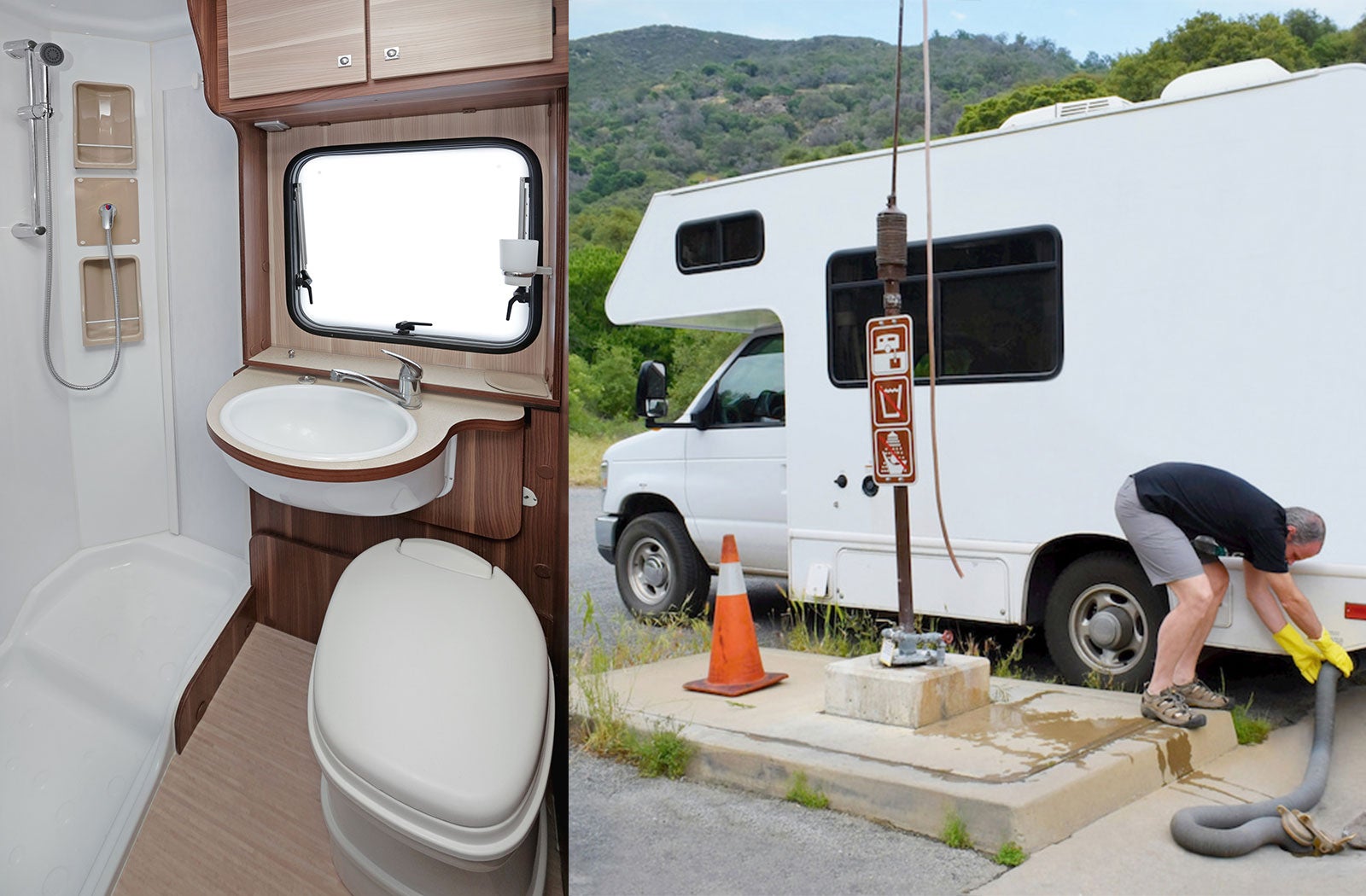 Portable RV/camper toilet and holding tank setup in Artesia, New Mexico
